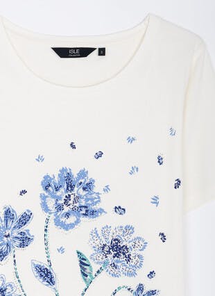 Cotton Rich Placement Print Sparkle Top