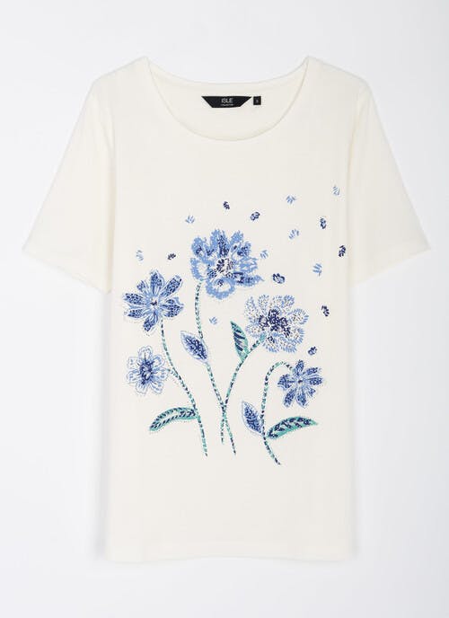 Cotton Rich Placement Print Sparkle Top