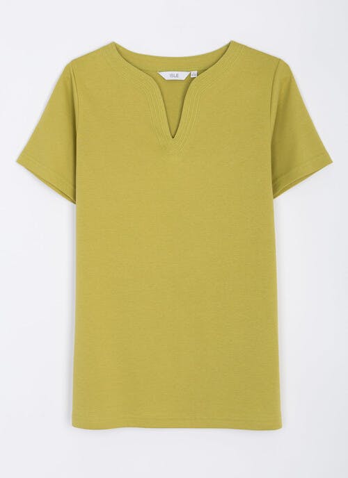 Pure Cotton Notch Neck T-Shirt