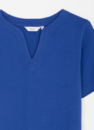 Pure Cotton Notch Neck T-Shirt