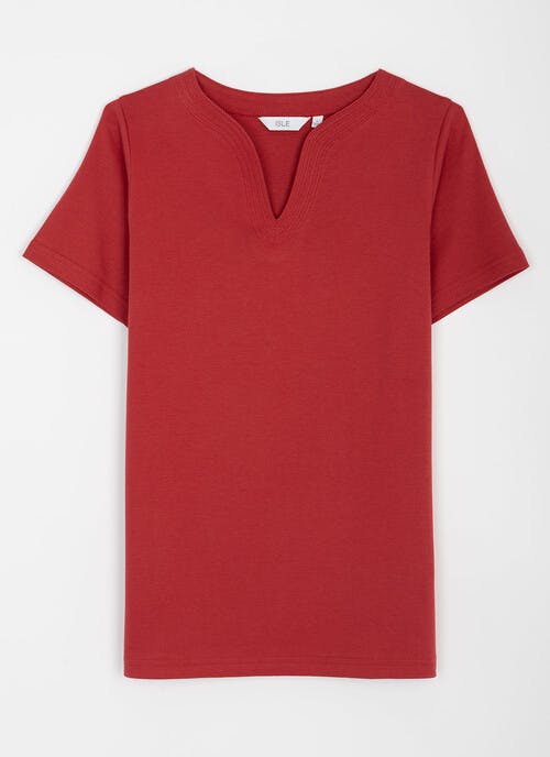 Pure Cotton Notch Neck T-Shirt