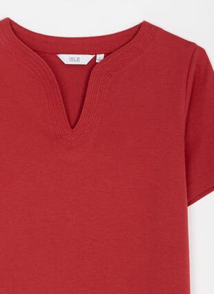 Pure Cotton Notch Neck T-Shirt