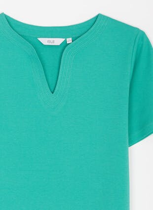 Pure Cotton Notch Neck T-Shirt