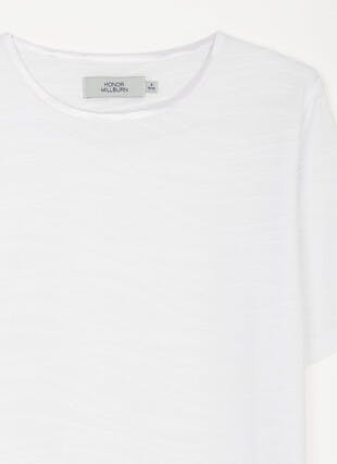 Easy Care Round Neck Wave Stitch T-Shirt