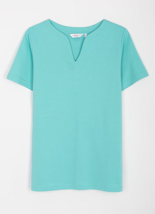 Pure Cotton Notch Neck T-Shirt