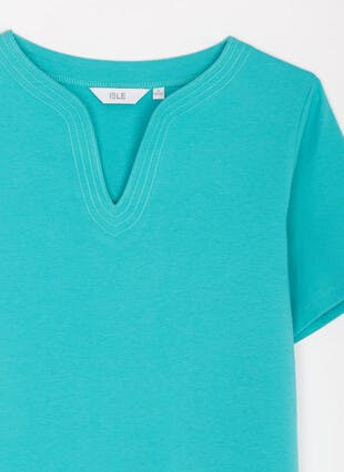 Pure Cotton Notch Neck T-Shirt