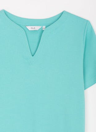 Pure Cotton Notch Neck T-Shirt