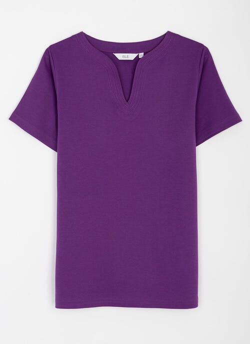 Pure Cotton Notch Neck T-Shirt