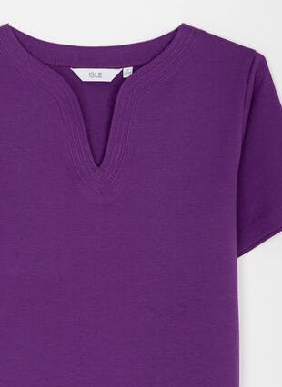Pure Cotton Notch Neck T-Shirt