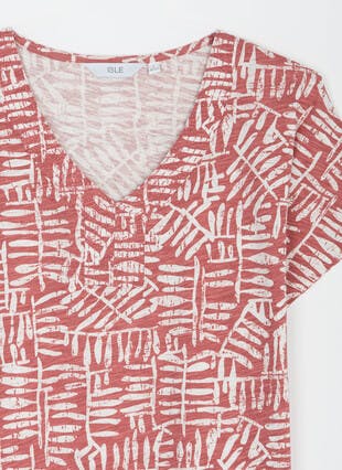 Pure Cotton Stitch Trim V Neck T-Shirt