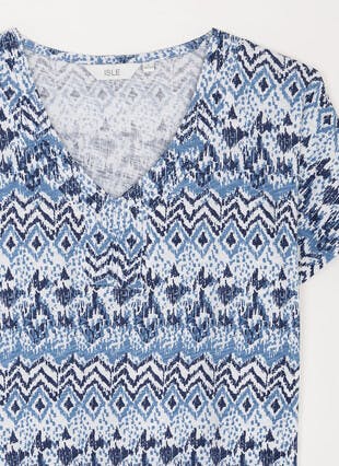 Pure Cotton Stitch Trim V Neck T-Shirt