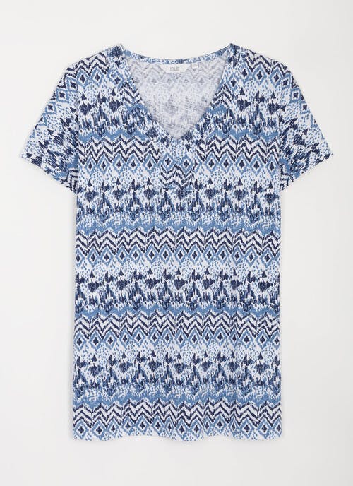 Pure Cotton Stitch Trim V Neck T-Shirt