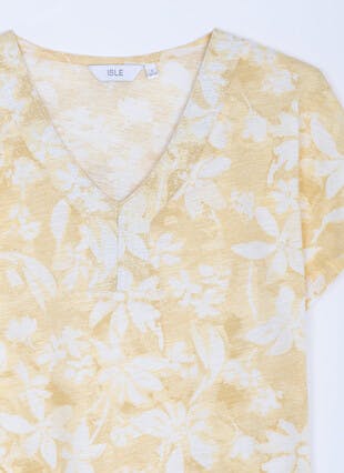 Pure Cotton Stitch Trim V Neck T-Shirt