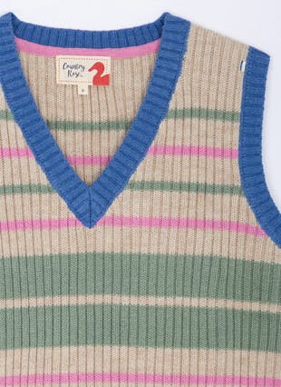 Wool-Blend Stripe Knit Vest
