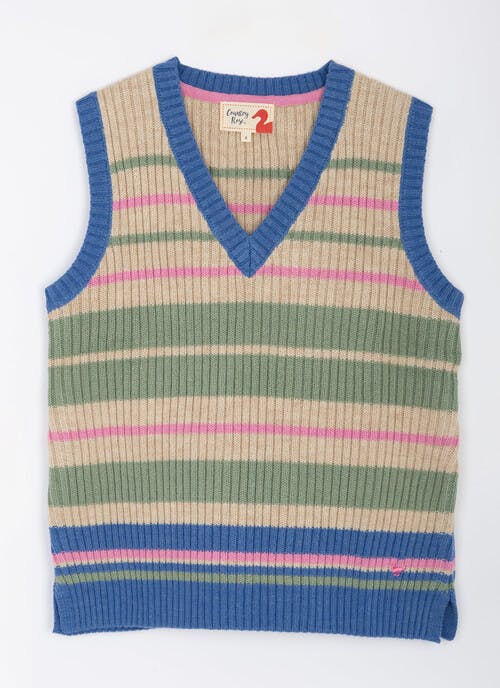 Wool-Blend Stripe Knit Vest