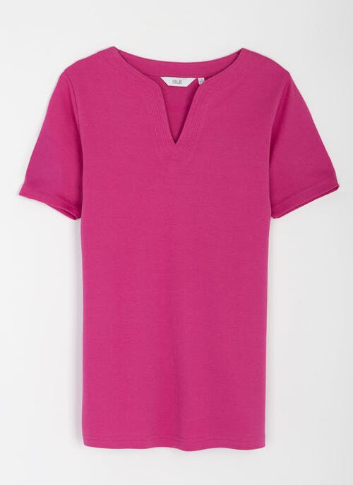 Pure Cotton Notch Neck T-Shirt