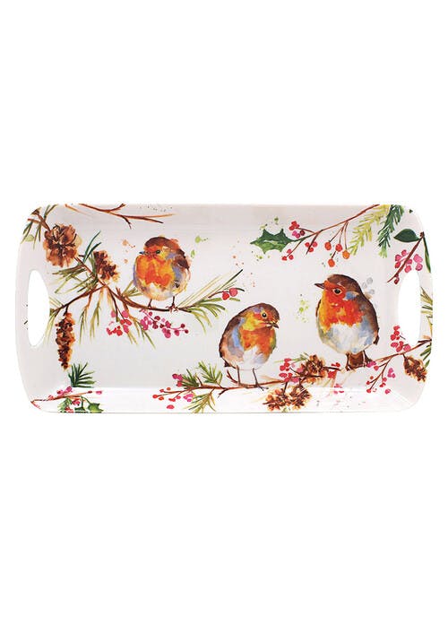 Winter Robins Medium Melamine Tray