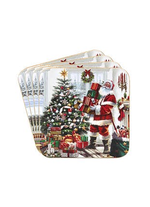 Santa Set of 4 Cork-Backed Coasters