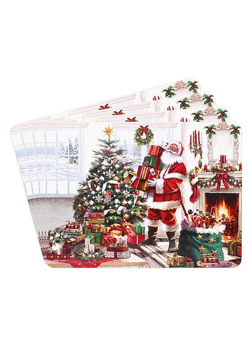 Santa Set of 4 Cork-Backed Placemats