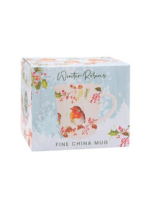 Winter Robins Fine China Boxed Mug