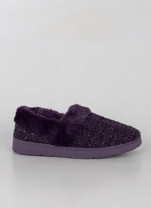 Comfy Faux Fur Lined Sparkle Full Slippers