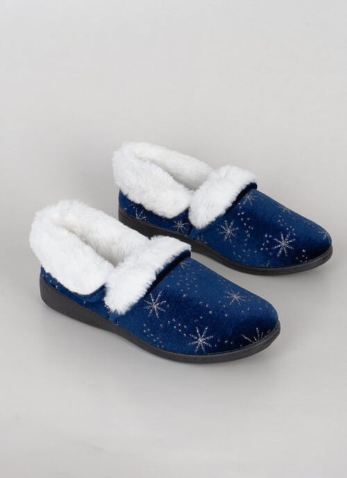 Comfy Faux Fur Lined Print Full Slippers
