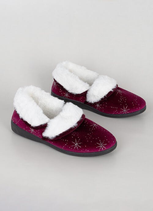 Comfy Faux Fur Lined Print Full Slippers