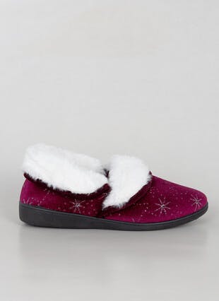 Comfy Faux Fur Lined Print Full Slippers