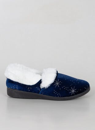 Comfy Faux Fur Lined Print Full Slippers
