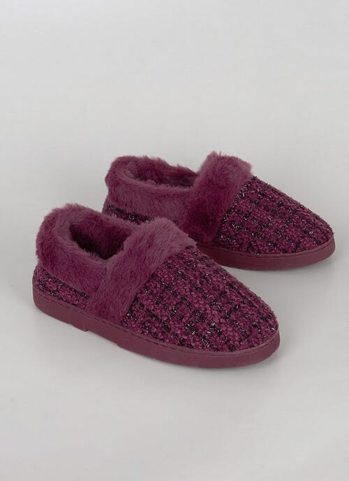 Comfy Faux Fur Lined Sparkle Full Slippers