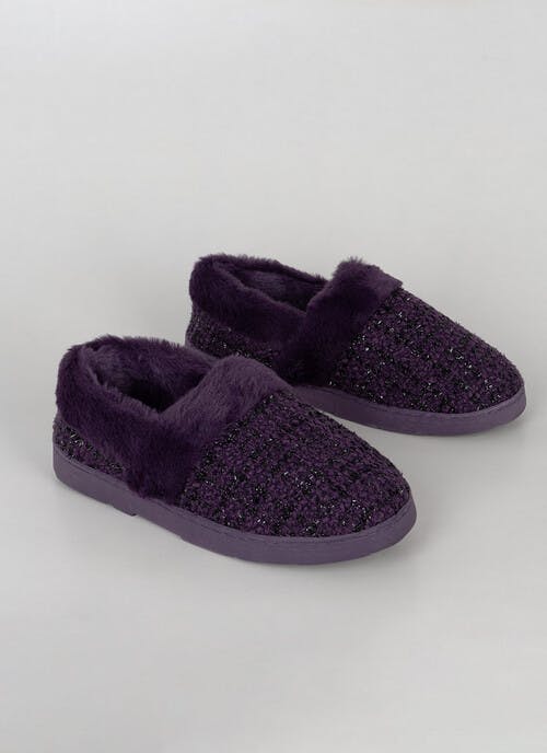 Comfy Faux Fur Lined Sparkle Full Slippers