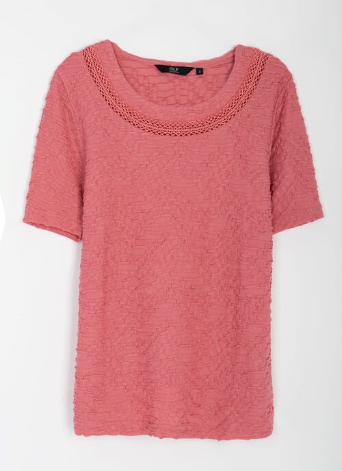 Textured Jersey Lace Trim Top