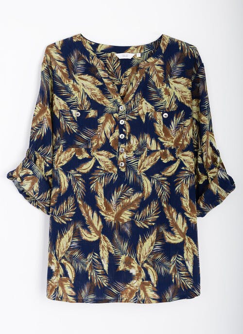 Pure Cotton Notch Neck Blouse 