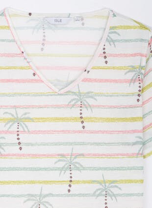 Printed V Neck T-Shirt