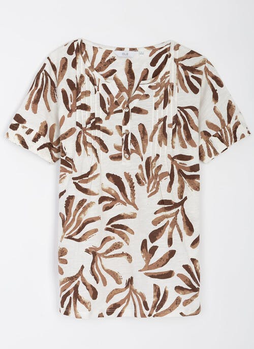 Pure Cotton Notch Neck T-Shirt