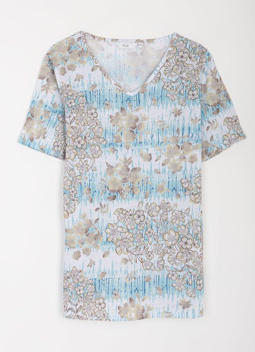 Printed V Neck T-Shirt