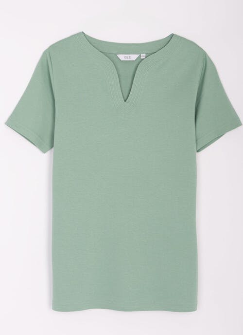 Pure Cotton Notch Neck T-Shirt