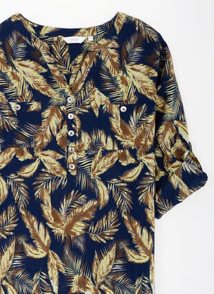 Pure Cotton Notch Neck Blouse 