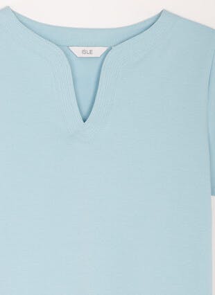 Pure Cotton Notch Neck T-Shirt