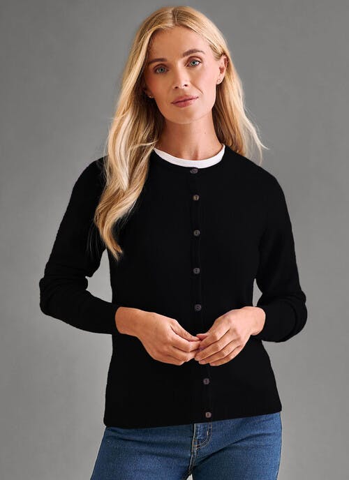 Pure Cashmere Classic Crew Neck Cardigan