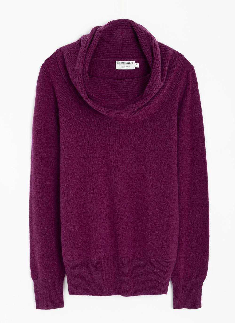 Purple Cashmere Cowl Neck Jumper EWM