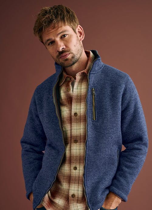 Knit Look Fleece Zip Up Jacket