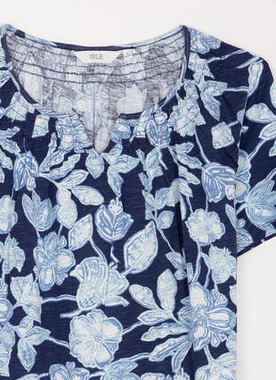 Pure Cotton Notch Neck Printed T-Shirt