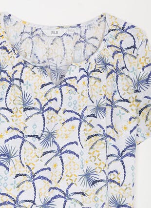 Pure Cotton Notch Neck Printed T-Shirt