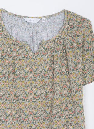 Pure Cotton Notch Neck Printed T-Shirt