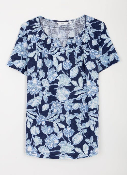 Pure Cotton Notch Neck Printed T-Shirt