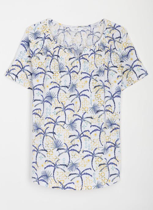 Pure Cotton Notch Neck Printed T-Shirt