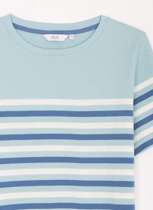 Pure Cotton Stripe Crew Neck T-Shirt