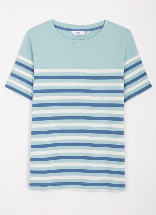Pure Cotton Stripe Crew Neck T-Shirt