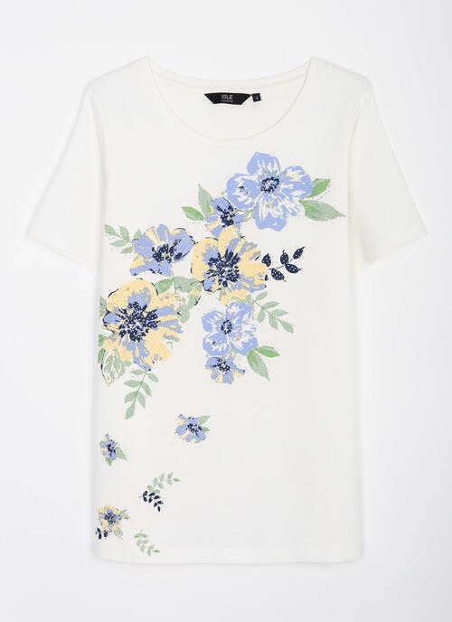 Cotton Rich Placement Print Sparkle Top